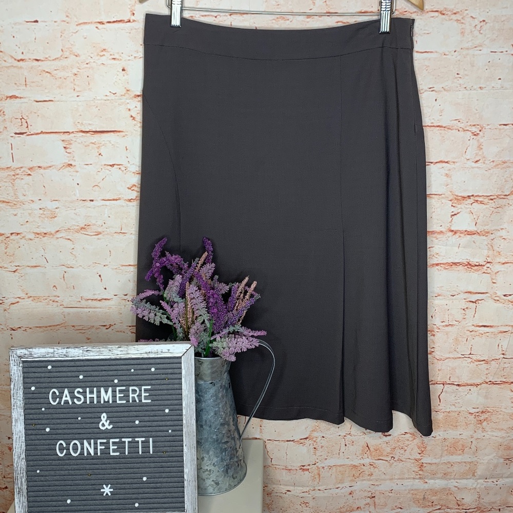 Eileen Fisher Brown A-Line Wool Skirt EUC D2-42